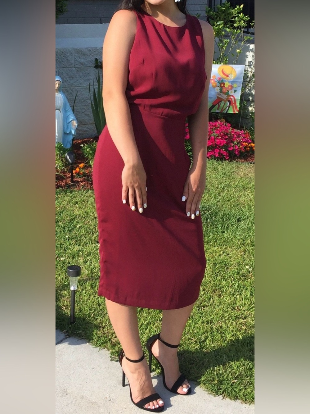 Dillards - Naked Zebra Sleeveless Midi Dress in Burgundy